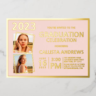 Invitation En Aluminium Cadre de photo minimal en feuille d'or véritable p