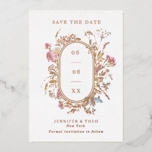 Invitation En Aluminium Cadre de pilule de fleur sauvage bohème Enregistre