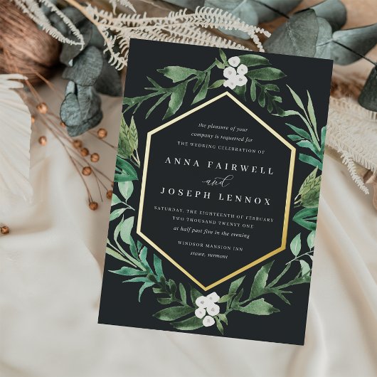 Invitation En Aluminium Cadre de serre | Mariage botanique aquarelle