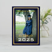 Invitation En Aluminium Cadre d'or - classe d'invitation de feuille 2024 (Debout devant)