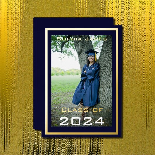 Invitation En Aluminium Cadre d'or - classe d'invitation de feuille 2024