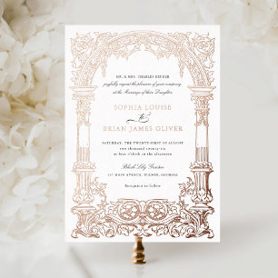 Invitation En Aluminium Cadre d'ornement de vignes d'arche vintage en or r