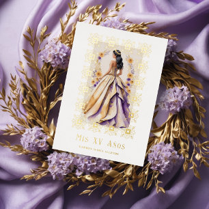 Invitation En Aluminium Cadre d'ornement or Glam Quinceañera