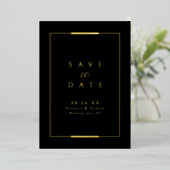 Invitation En Aluminium Cadre Elegance Black Gold Simple Mariage moderne (Debout devant)