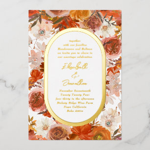 Invitation En Aluminium Cadre élégant en or rose Abondance florale Mariage