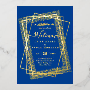 Invitation En Aluminium CADRE EN FEUILLE D'OR Texte Nikah Walima Mariage I