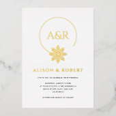 Invitation En Aluminium Cadre et initiales d'inspiration bijoux mariage bl (Recto)