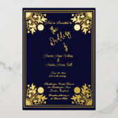 Invitation En Aluminium Cadre et Mariage de texte de la marine romantique (Recto)