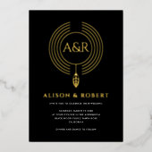 Invitation En Aluminium Cadre, feuille et initiales inspirés de la bijoute (Recto)