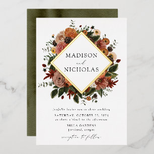 Invitation En Aluminium Cadre Floral Bohème Automnal Mariage