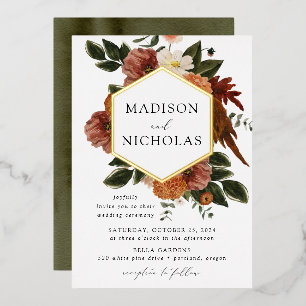 Invitation En Aluminium Cadre Floral Bohème Automnal Mariage