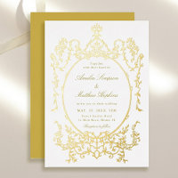 Cadre Floral de Mariage de Style Victorien Or
