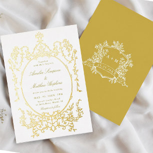 Invitation En Aluminium Cadre floral élégant victorien mariage or