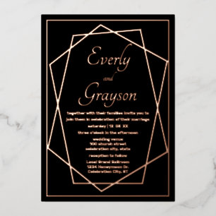 Invitation En Aluminium Cadre géométrique abstrait rose gold mariage Fo