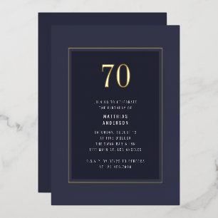 Invitation En Aluminium Cadre minimal élégant doré foncé pour 70e annivers