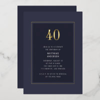 Cadre minimal élégant or foncé pour 40e anniversai