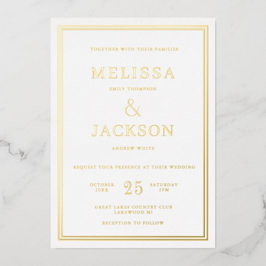 Invitation En Aluminium Cadre minimal moderne Mariage élégant (Recto)