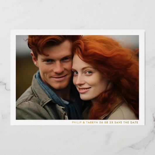 Invitation En Aluminium Cadre Minimal Moderne Multiphoto Enregistrer La Da (Recto)