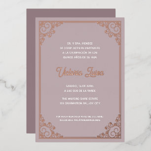 Invitation En Aluminium Cadre moderne orange bleu rose Quinceañera Or