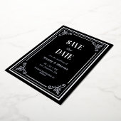 Invitation En Aluminium Cadre noir gothique foncé esthétique Argent réel (Rotation)