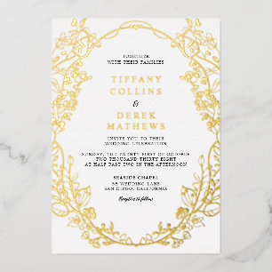 Invitation En Aluminium Cadre Orné Elégant Mariage Or