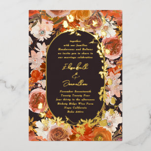 Invitation En Aluminium Cadre ovale doré élégant Mariage Abondance de minu