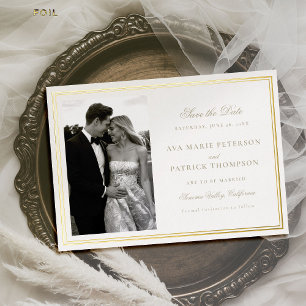 Invitation En Aluminium Cadre photo double Classic Gold Save the Date de m