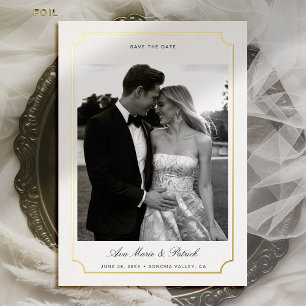 Invitation En Aluminium Cadre photo moderne en or Save the Date de mariage