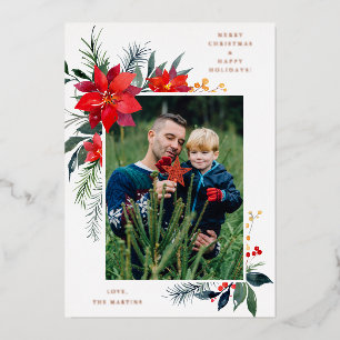 Invitation En Aluminium Cadre Poinsettia V Photo Fêtes