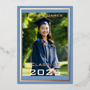 Invitation En Aluminium Cadre rose or - classe de 2025