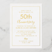 Invitation En Aluminium cadre simple 50e anniversaire or (Recto)