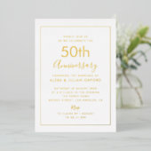 Invitation En Aluminium cadre simple 50e anniversaire or (Debout devant)