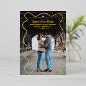 Invitation En Aluminium Cadre simple de poignet Mariage moderne Enregistre (Debout devant)