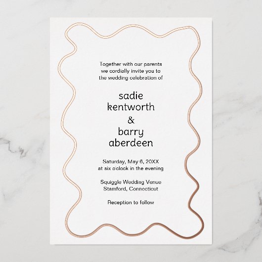Invitation En Aluminium Cadre simple de Squiger Mariage moderne (Recto)