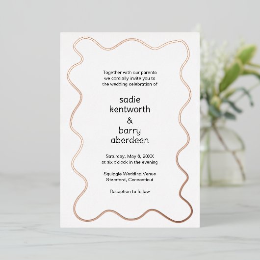 Invitation En Aluminium Cadre simple de Squiger Mariage moderne (Debout devant)