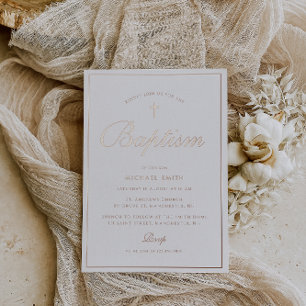 Invitation En Aluminium cadre simple en or rose moderne baptême