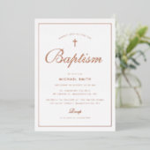 Invitation En Aluminium cadre simple en or rose moderne baptême (Debout devant)