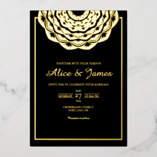 Invitation En Aluminium Cadre supérieur de mandala élégant en feuille d'or