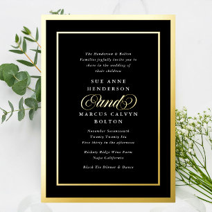 Invitation En Aluminium Cadres de mariage formels or noir blanc de luxe