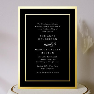 Invitation En Aluminium Cadres dorés de calligraphie classique formelle po
