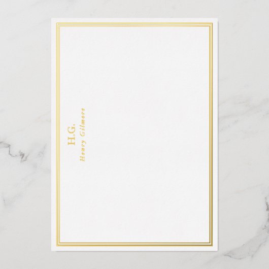 Invitation En Aluminium Cadres Monogrammes Or & Blanc (Recto)