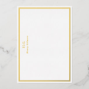 Invitation En Aluminium Cadres or et blanc Monogramme