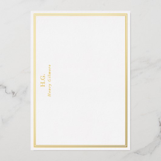 Invitation En Aluminium Cadres or et blanc Monogramme (Recto)