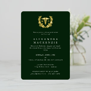 Invitation En Aluminium Caducée MD vert foncé + Diplôme à la couronne de l