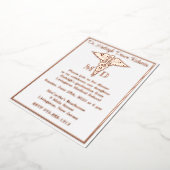 Invitation En Aluminium Caduceus Médicale School Graduation Blanc/Rose Gol (Rotation)