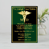 Invitation En Aluminium Caduceus Médicale School Graduation, vert/noir (Debout devant)