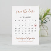 Invitation En Aluminium Calender Coeur Rose Mariage Moderne Enregistrer La (Debout devant)