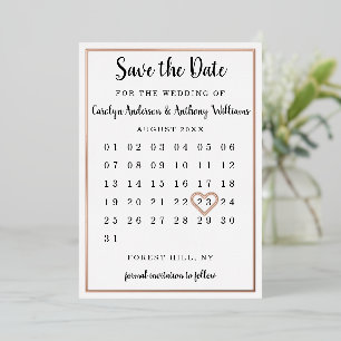 Invitation En Aluminium Calendrier moderne Enregistrer la date réelle