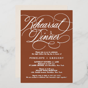 Invitation En Aluminium Calligraphie Argent Dîner de répétition en terre c