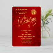 Invitation En Aluminium Calligraphie BILINGUE Rouge or Mariage chinois (Debout devant)